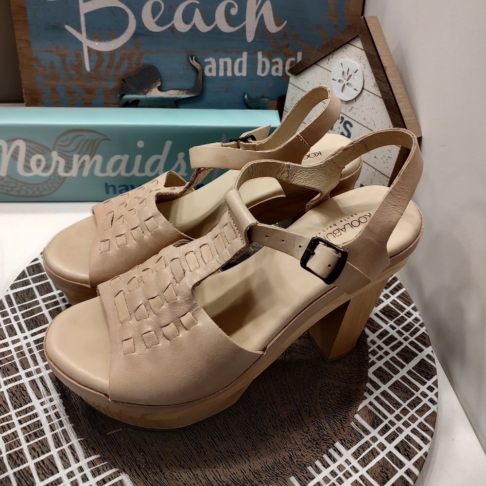 Koolaburra Beige Platform Slingback Sandals - Picture 4 of 15